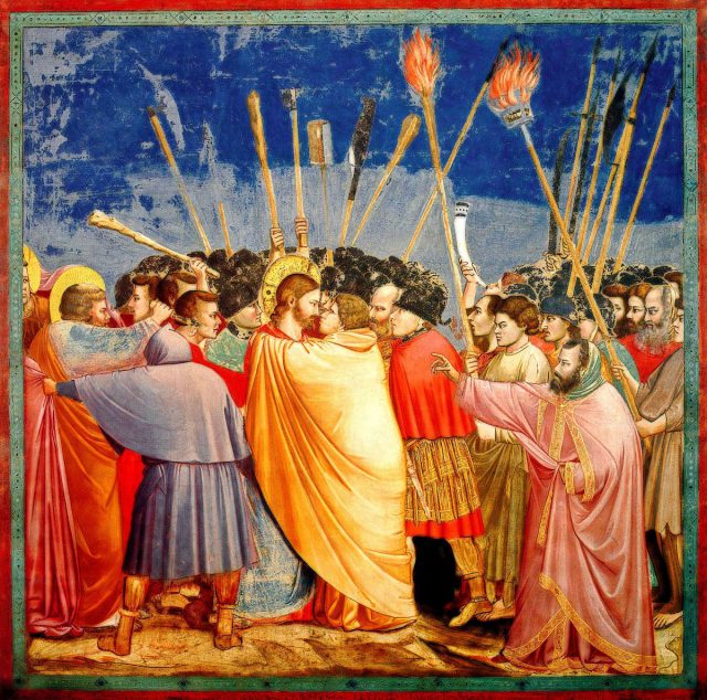 Giotto di Bondone - Sceny z życia Chrystusa - 15. Aresztowanie Jezusa (Pocałunek Judasza)